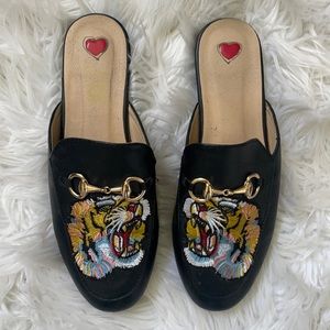 Black Mules with Patch